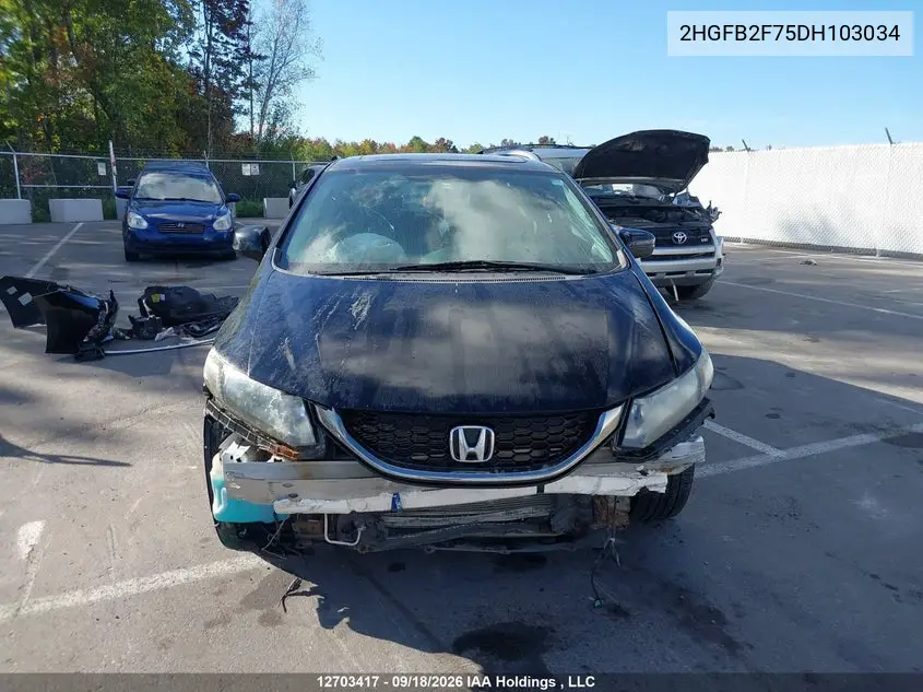 2013 HONDA CIVIC VIN 2HGFB2F75DH103034 — фото 13