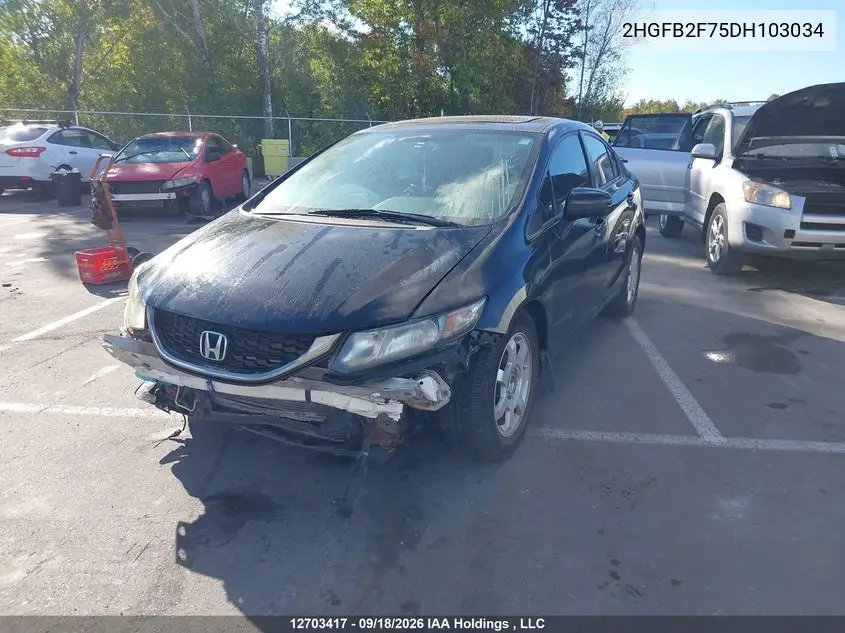 2013 HONDA CIVIC VIN 2HGFB2F75DH103034 — фото 2