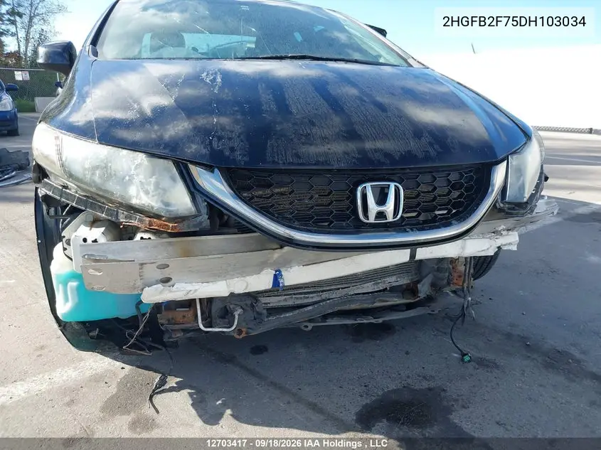 2013 HONDA CIVIC VIN 2HGFB2F75DH103034 — фото 6