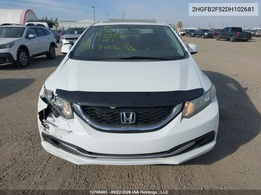 2013 HONDA CIVIC VIN 2HGFB2F52DH102681 — фото 12