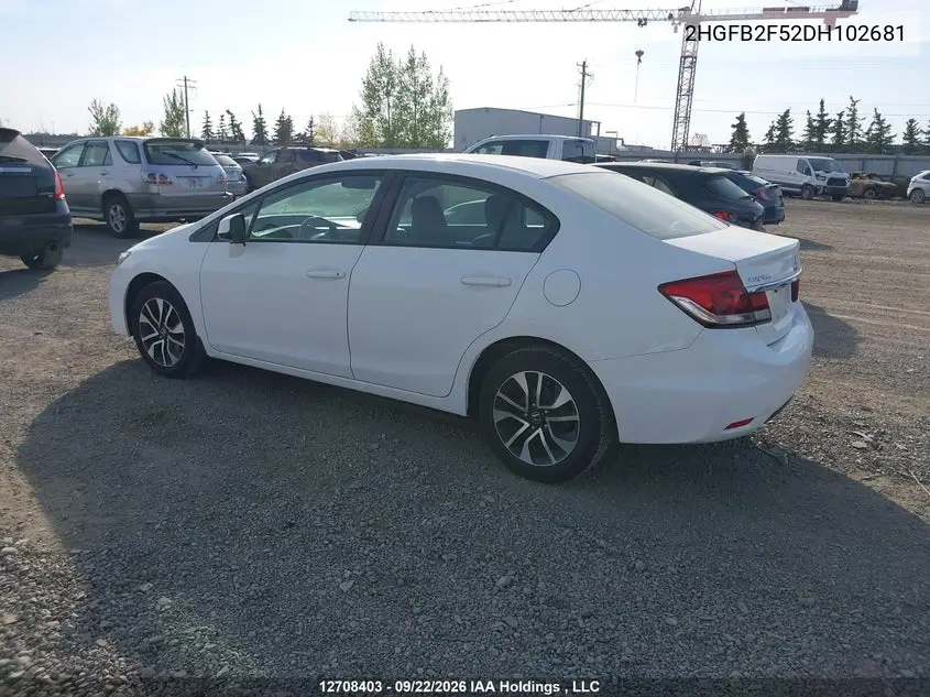 2013 HONDA CIVIC VIN 2HGFB2F52DH102681 — фото 3