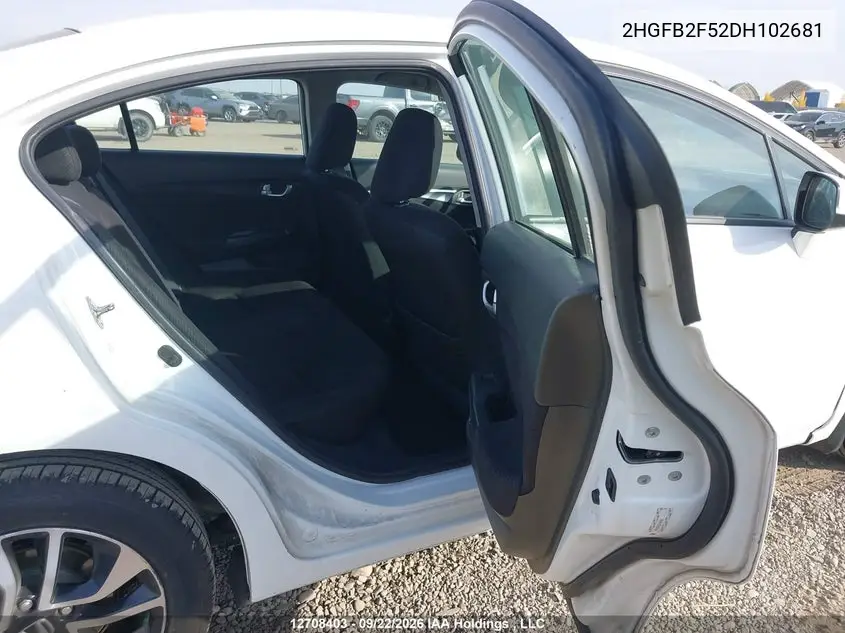 2013 HONDA CIVIC VIN 2HGFB2F52DH102681 — фото 8
