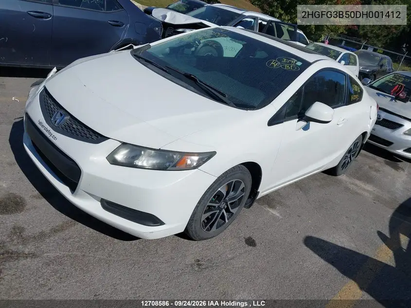 2013 HONDA CIVIC VIN 2HGFG3B50DH001412 — фото 2