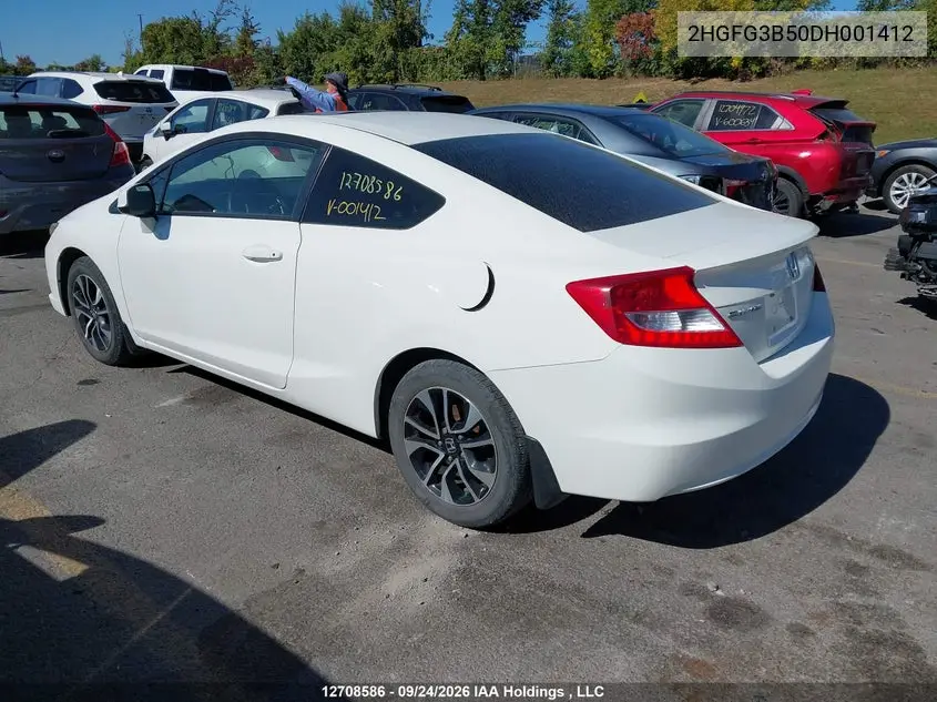 2013 HONDA CIVIC VIN 2HGFG3B50DH001412 — фото 3