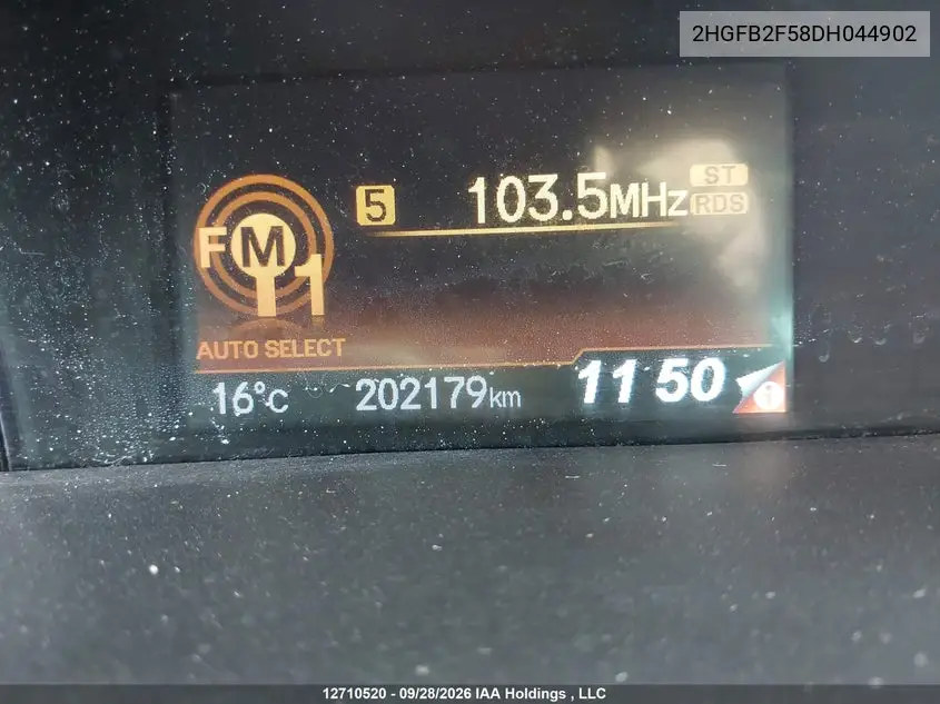2013 HONDA CIVIC VIN 2HGFB2F58DH044902 — фото 15