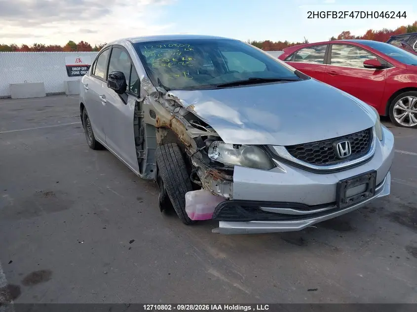 HONDA CIVIC 2013, VIN 2HGFB2F47DH046244