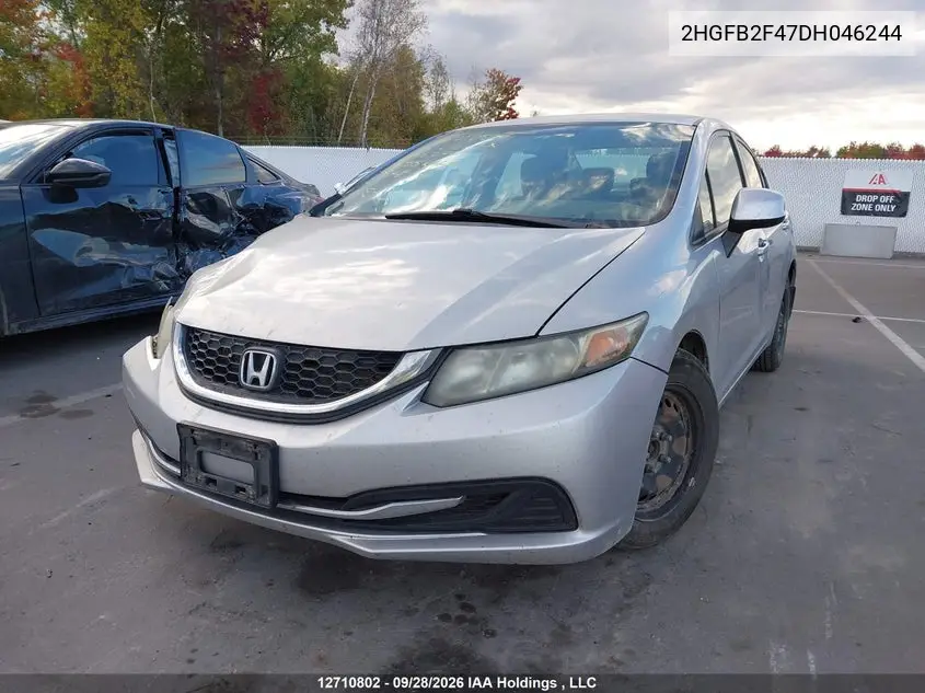 2013 HONDA CIVIC VIN 2HGFB2F47DH046244 — фото 2
