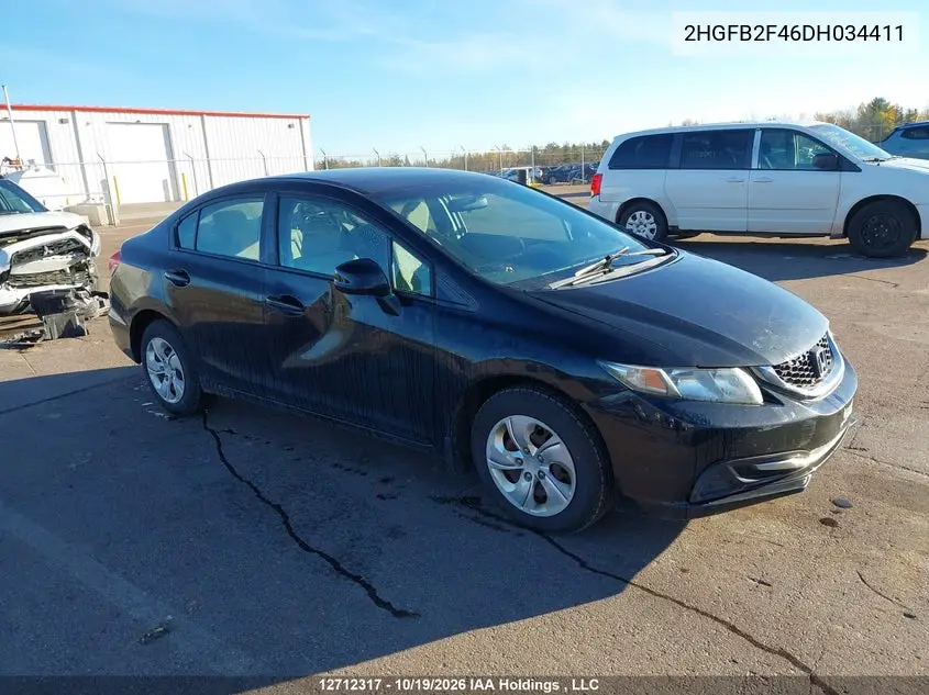 HONDA CIVIC 2013, VIN 2HGFB2F46DH034411