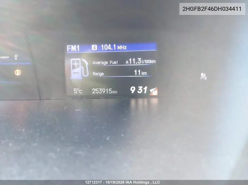 2013 HONDA CIVIC VIN 2HGFB2F46DH034411 — фото 15