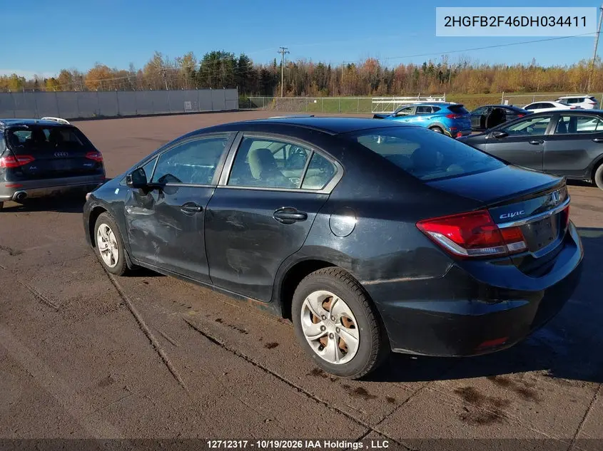 2013 HONDA CIVIC VIN 2HGFB2F46DH034411 — фото 3