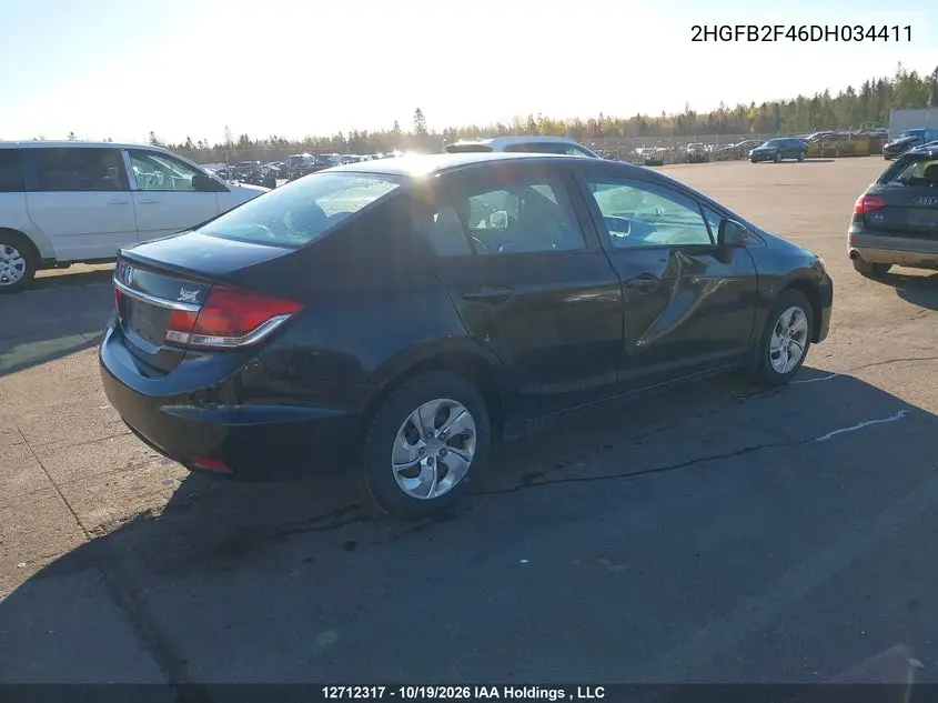 2013 HONDA CIVIC VIN 2HGFB2F46DH034411 — фото 4