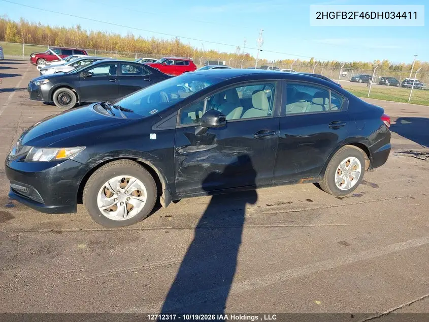 2013 HONDA CIVIC VIN 2HGFB2F46DH034411 — фото 6