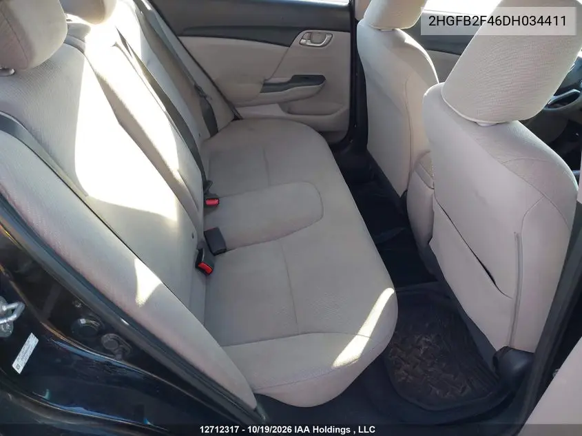 2013 HONDA CIVIC VIN 2HGFB2F46DH034411 — фото 8