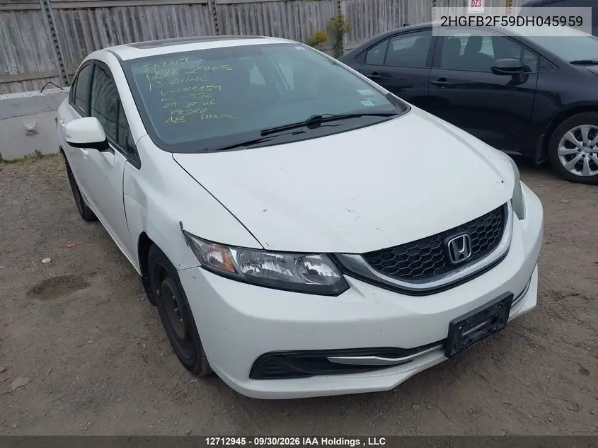HONDA CIVIC 2013, VIN 2HGFB2F59DH045959