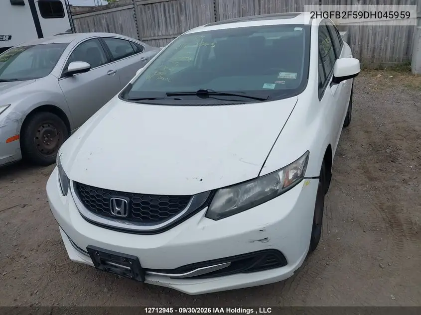 2013 HONDA CIVIC VIN 2HGFB2F59DH045959 — фото 2