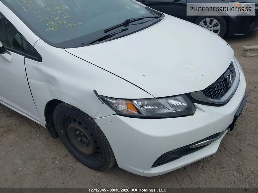 2013 HONDA CIVIC VIN 2HGFB2F59DH045959 — фото 6