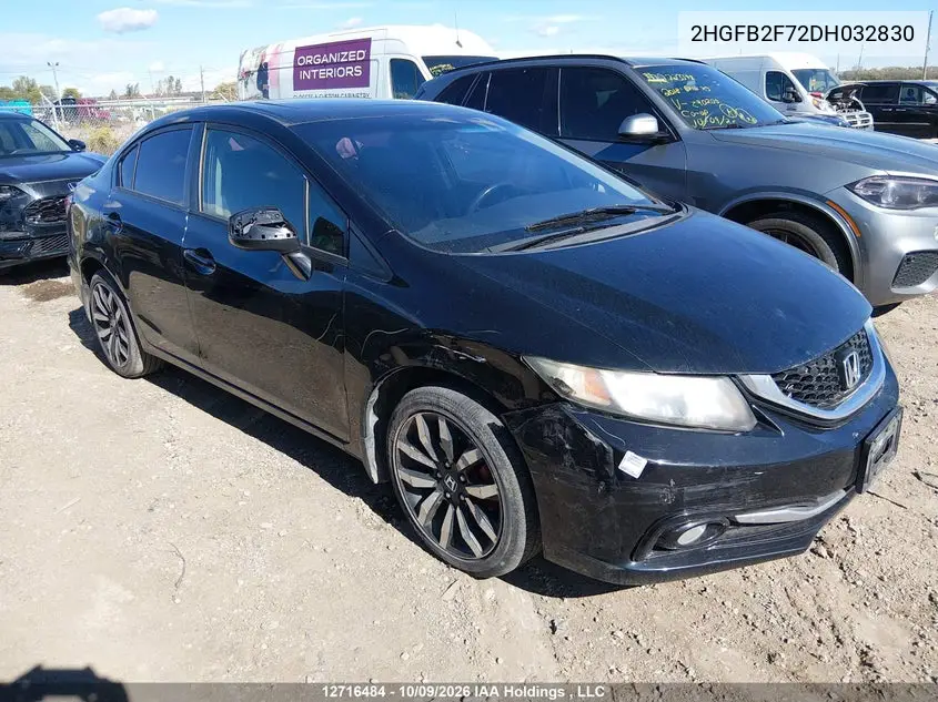 HONDA CIVIC 2013, VIN 2HGFB2F72DH032830