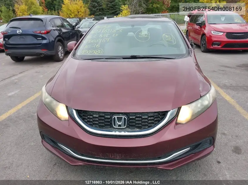 2013 HONDA CIVIC VIN 2HGFB2F54DH008169 — фото 12