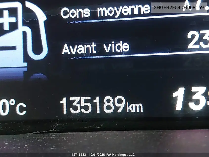 2013 HONDA CIVIC VIN 2HGFB2F54DH008169 — фото 15