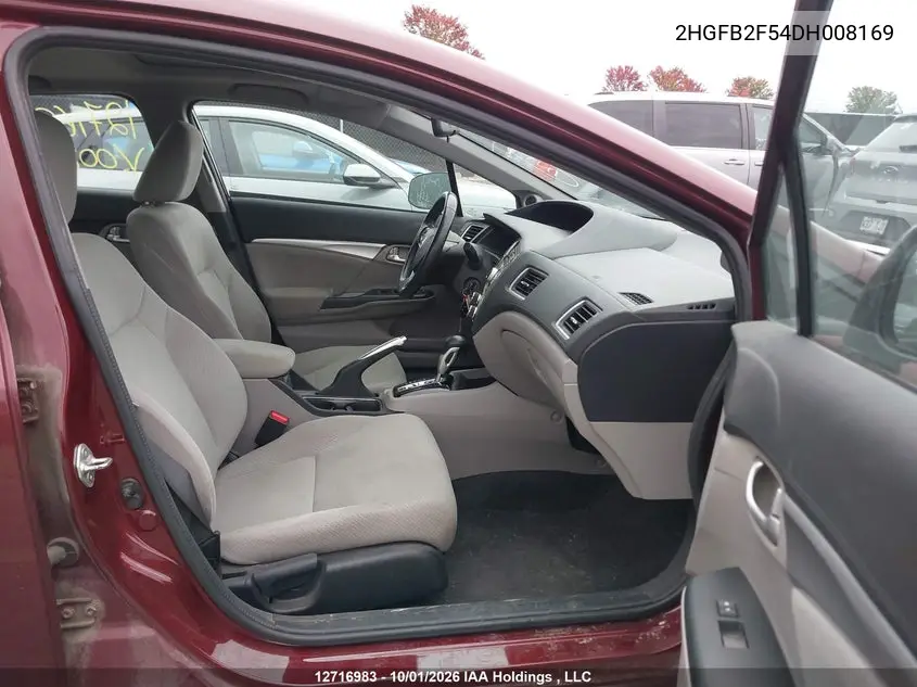 2013 HONDA CIVIC VIN 2HGFB2F54DH008169 — фото 5