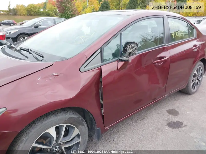 2013 HONDA CIVIC VIN 2HGFB2F54DH008169 — фото 6