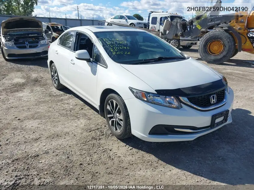 HONDA CIVIC 2013, VIN 2HGFB2E59DH042190