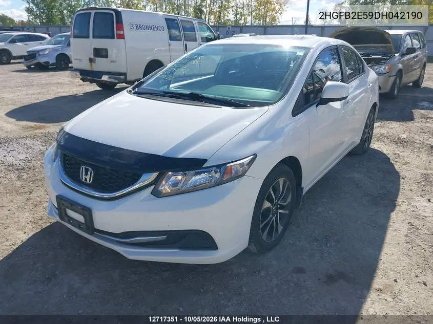 2013 HONDA CIVIC VIN 2HGFB2E59DH042190 — фото 2