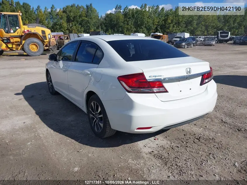 2013 HONDA CIVIC VIN 2HGFB2E59DH042190 — фото 3
