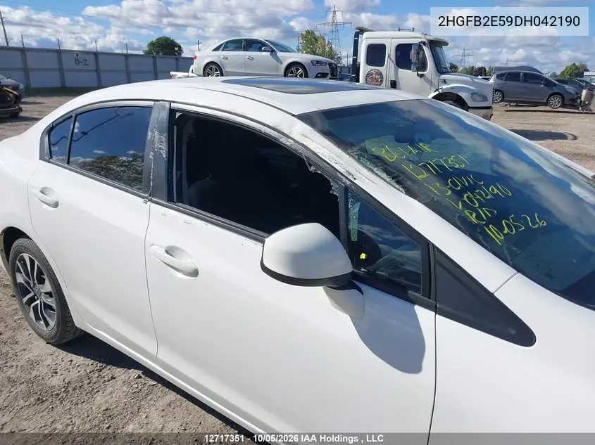 2013 HONDA CIVIC VIN 2HGFB2E59DH042190 — фото 6