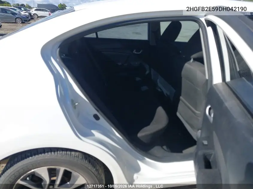 2013 HONDA CIVIC VIN 2HGFB2E59DH042190 — фото 8