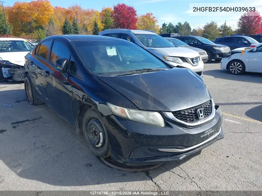 2013 HONDA CIVIC VIN 2HGFB2F54DH039633 — фото 2