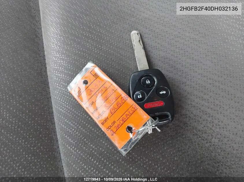 2013 HONDA CIVIC VIN 2HGFB2F40DH032136 — фото 11