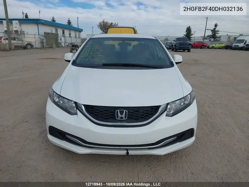 2013 HONDA CIVIC VIN 2HGFB2F40DH032136 — фото 13