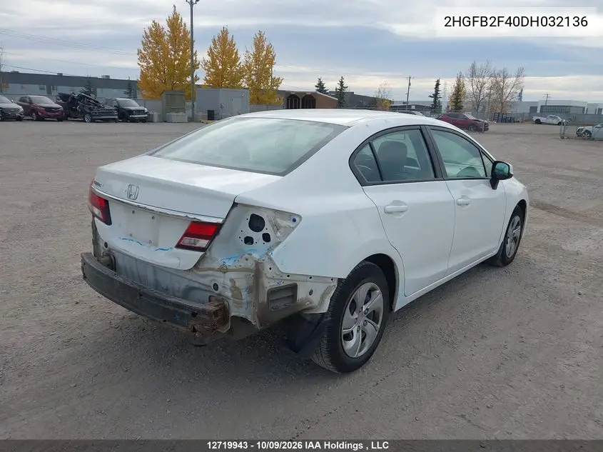 2013 HONDA CIVIC VIN 2HGFB2F40DH032136 — фото 4