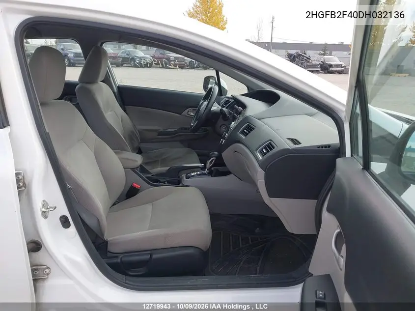 2013 HONDA CIVIC VIN 2HGFB2F40DH032136 — фото 5