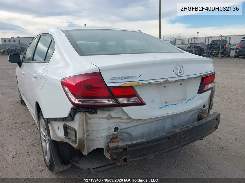 2013 HONDA CIVIC VIN 2HGFB2F40DH032136 — фото 6