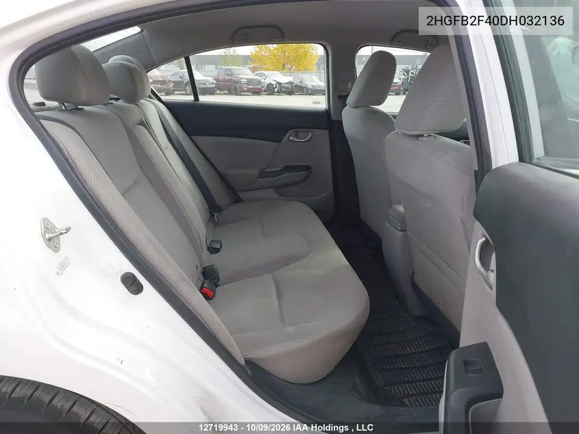2013 HONDA CIVIC VIN 2HGFB2F40DH032136 — фото 8