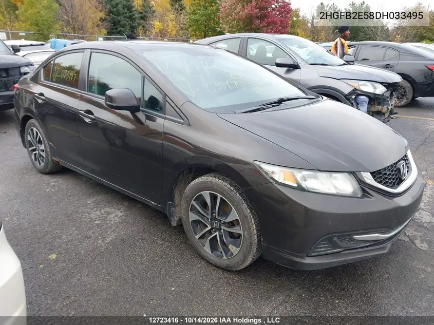 HONDA CIVIC 2013, VIN 2HGFB2E58DH033495