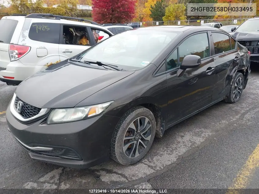 2013 HONDA CIVIC VIN 2HGFB2E58DH033495 — фото 2