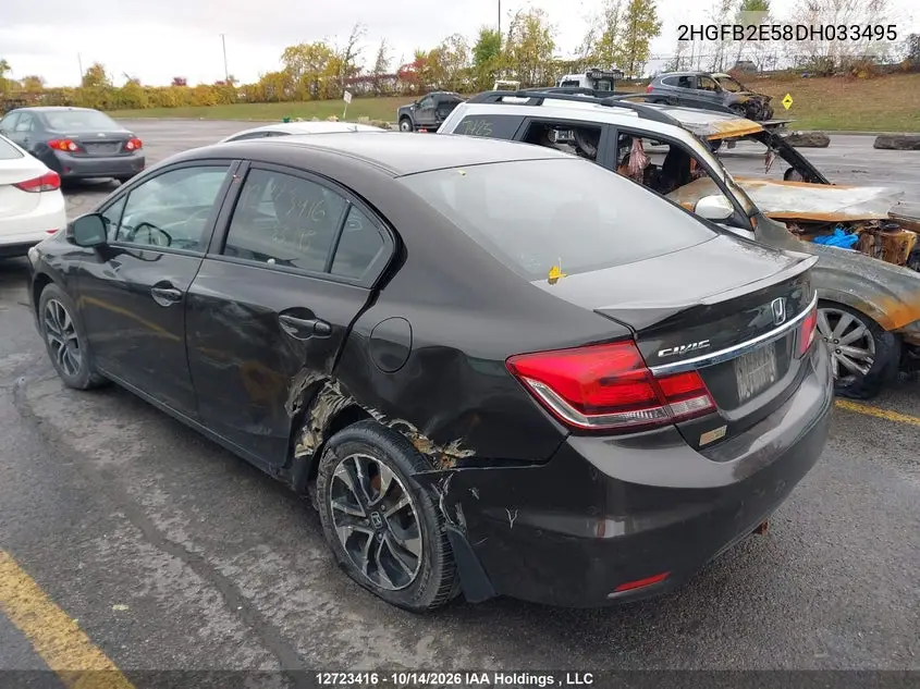 2013 HONDA CIVIC VIN 2HGFB2E58DH033495 — фото 3