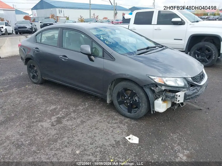 HONDA CIVIC 2013, VIN 2HGFB2F48DH040498