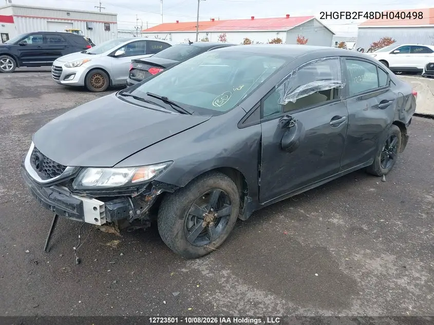 2013 HONDA CIVIC VIN 2HGFB2F48DH040498 — фото 2