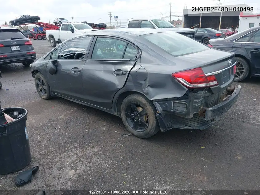2013 HONDA CIVIC VIN 2HGFB2F48DH040498 — фото 3