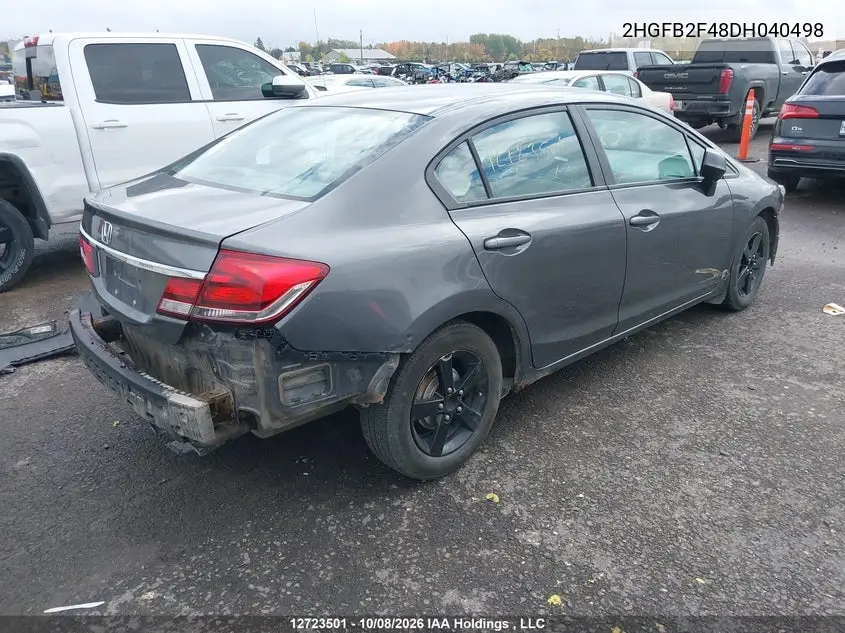 2013 HONDA CIVIC VIN 2HGFB2F48DH040498 — фото 4