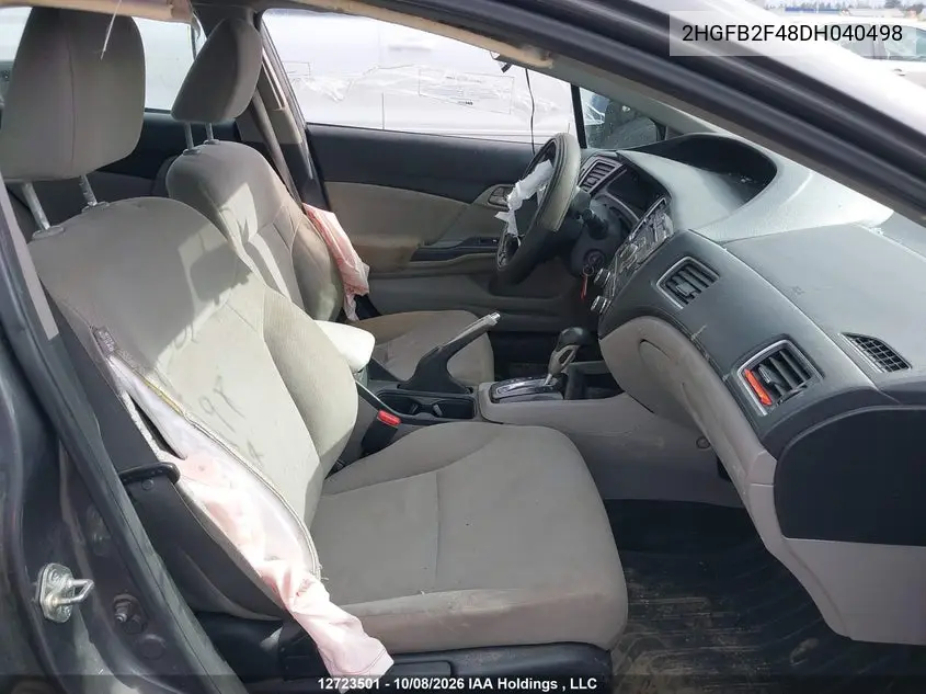 2013 HONDA CIVIC VIN 2HGFB2F48DH040498 — фото 5