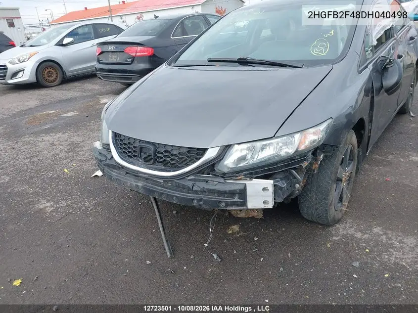 2013 HONDA CIVIC VIN 2HGFB2F48DH040498 — фото 6