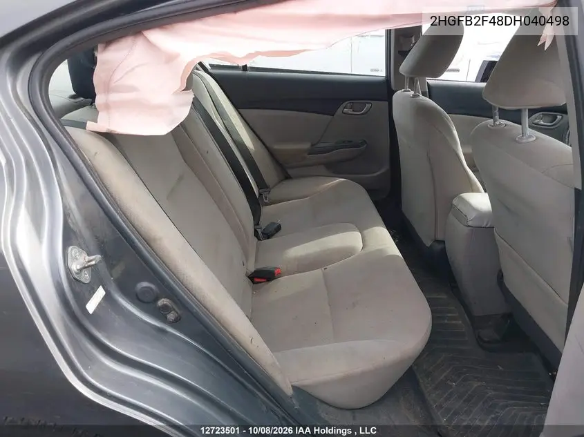 2013 HONDA CIVIC VIN 2HGFB2F48DH040498 — фото 8