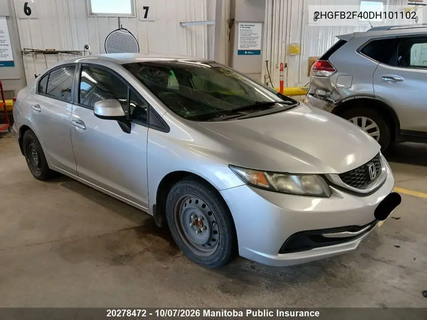 HONDA CIVIC 2013, VIN 2HGFB2F40DH101102