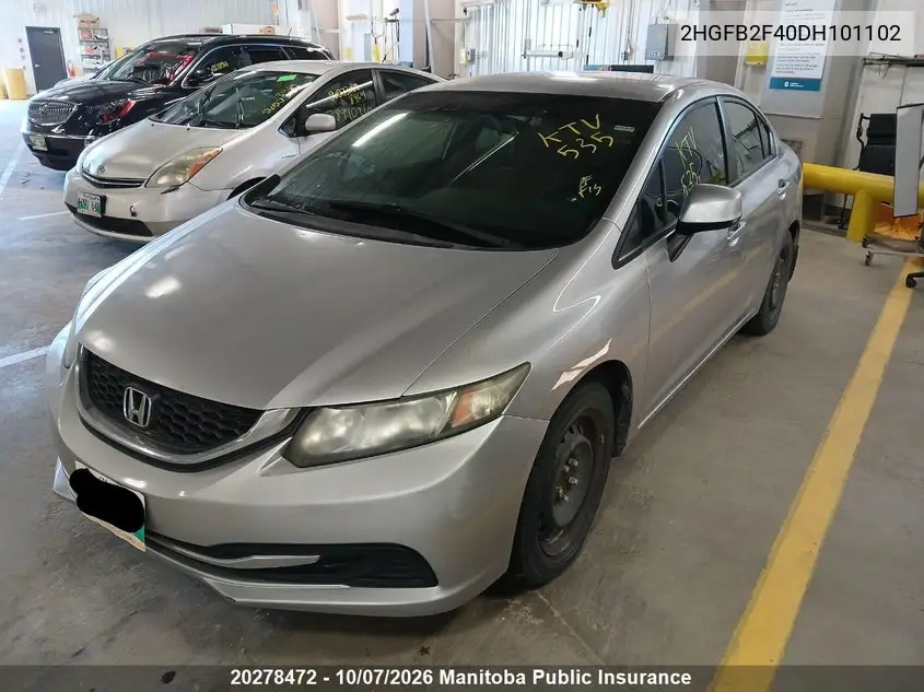 2013 HONDA CIVIC VIN 2HGFB2F40DH101102 — фото 2