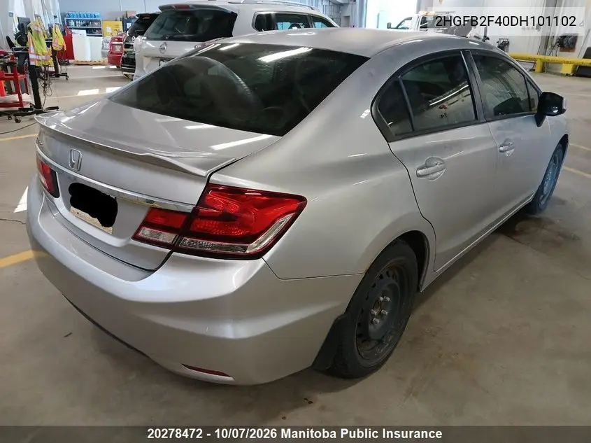 2013 HONDA CIVIC VIN 2HGFB2F40DH101102 — фото 3